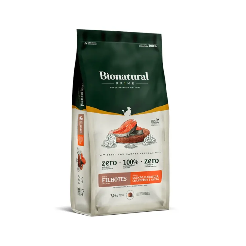 Ração Bionatural Prime Gatos Filhotes Salmão 7,5kg