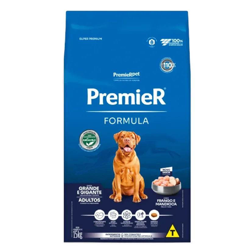 Ração Premier Fórmula Cães Adultos Raças Grandes Frango e Mandioca 15Kg