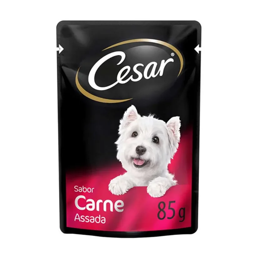 Ração Úmida Cesar Cães Adultos Carne Assada Ao Molho Sachê 85g