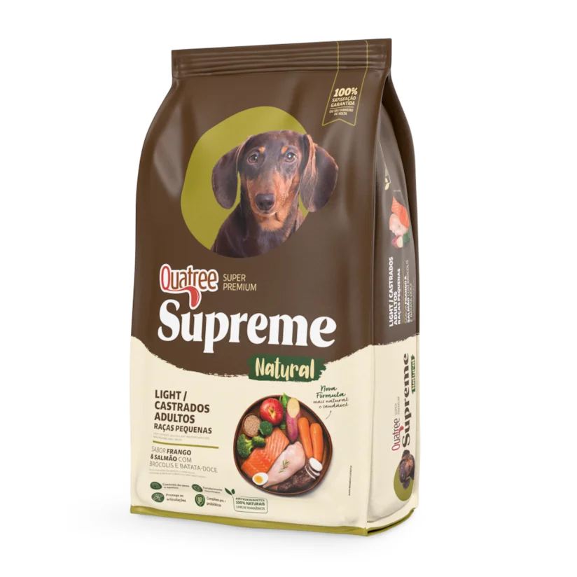 Ração Quatree Supreme Cães Adultos Light Castrados Raças Pequenas Frango e Salmão 2,5kg