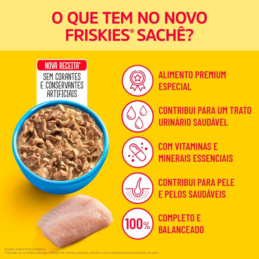 Ração Úmida Nestle Purina Gatos Friskies Peixe Branco ao Molho Sachê 85g
