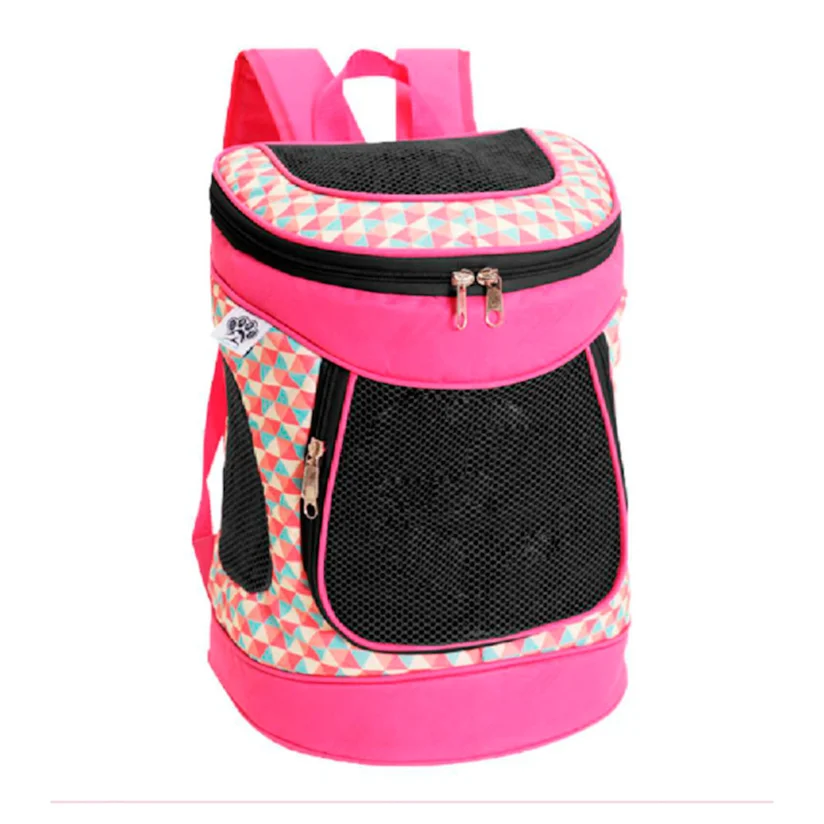 Mochila de Transporte Saks Cães e Gatos com Tela Frontal Rosa