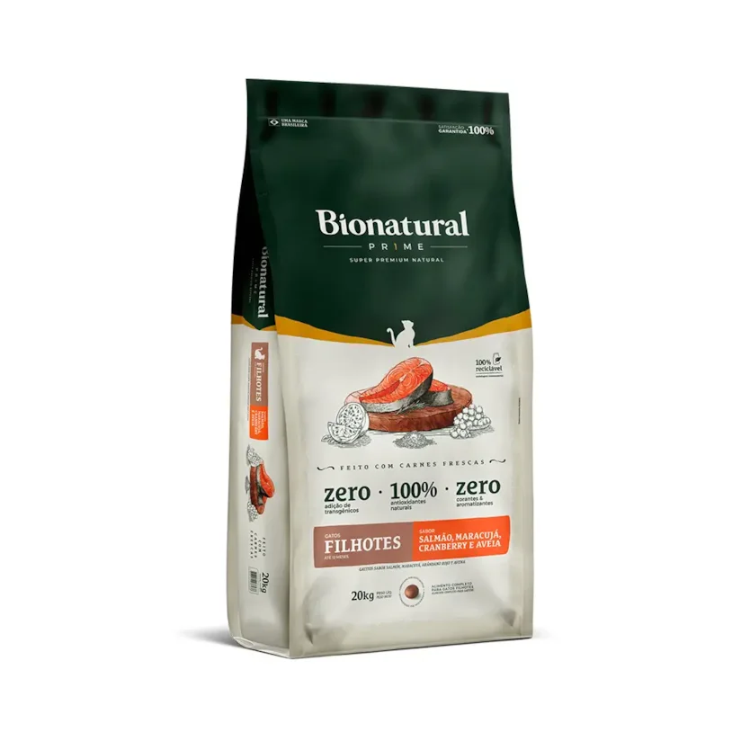 Ração Bionatural Prime Gatos Filhotes Salmão 20kg