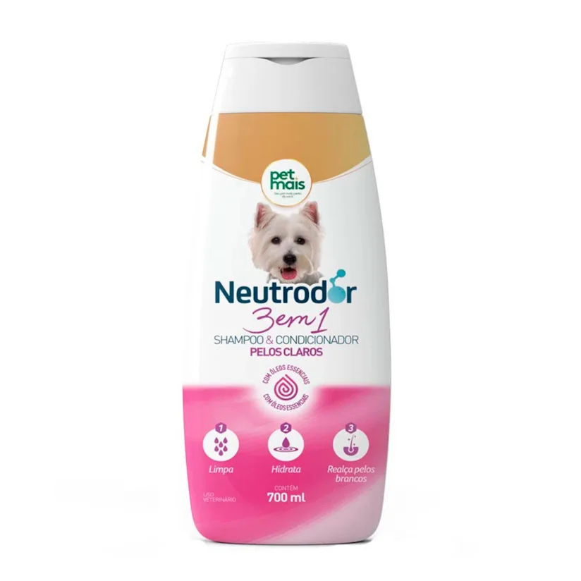 Shampoo Petmais 3 Em 1 Pelos Claros Neutrodor 700ml