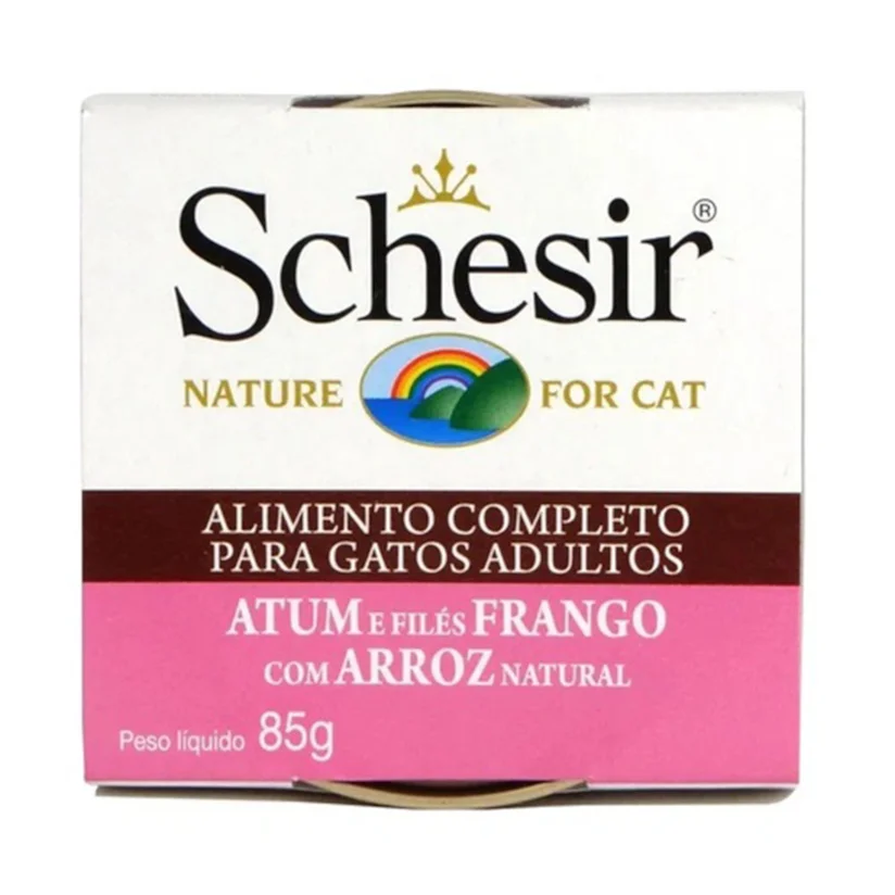 Ração Úmida Schesir Sachê Gatos Atum Frango com Arroz 85g