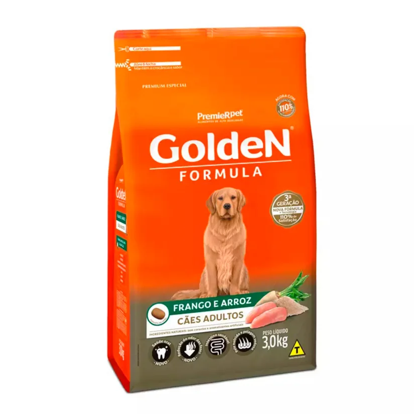 Ração Premier Golden Fórmula Cães Adultos Frango e Arroz 3kg