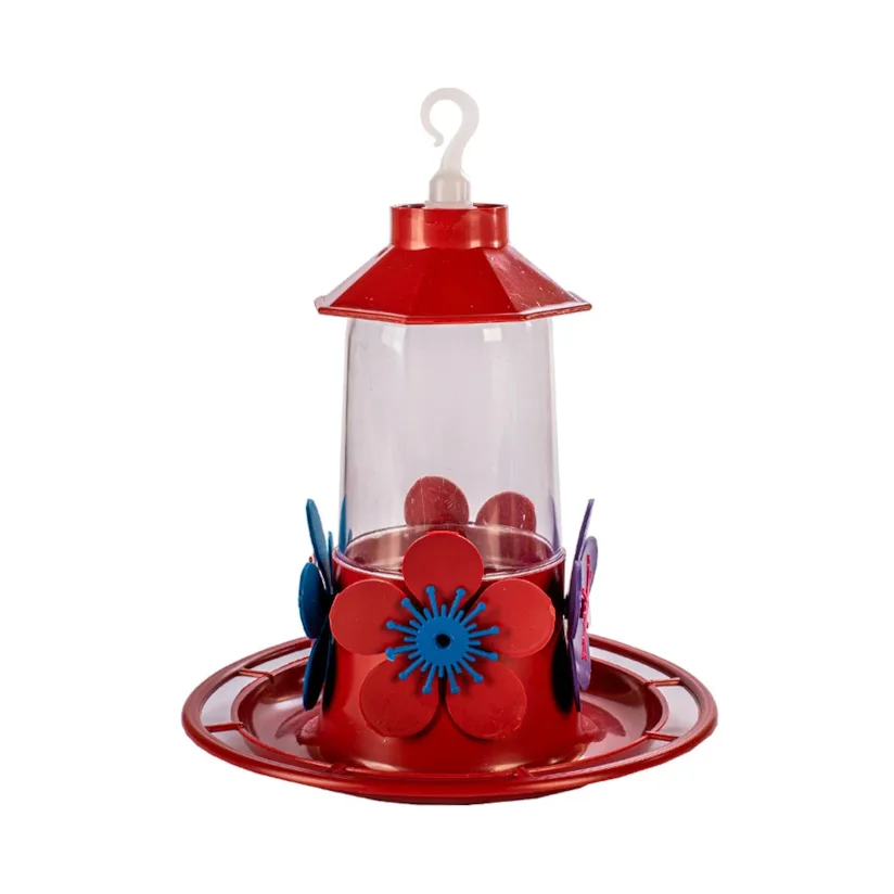 Bebedouro Beija-Flor Luxo Chapéu com Poleiro Jel Plast Vermelho 250ml