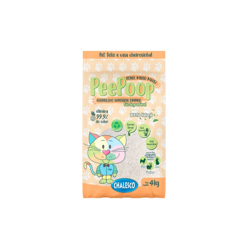 Areia Higienica Mandioca Peepoop Graos Finos Gatos - 4Kg