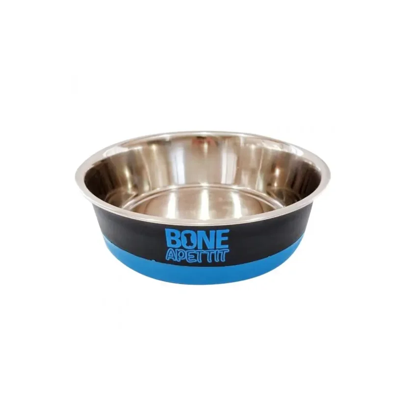 Comedouro Cães The Pets Inox Bone Apettit Azul 350ml