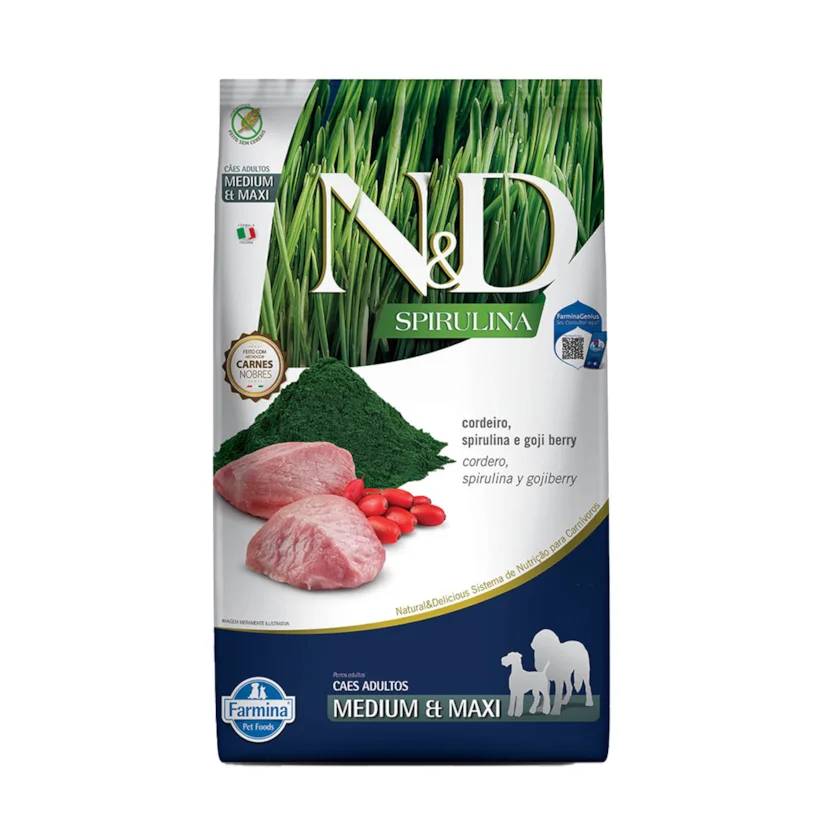 Ração ND Spirulina Para Cães adultos Medium e Maxi Cordeiro 10,1kg