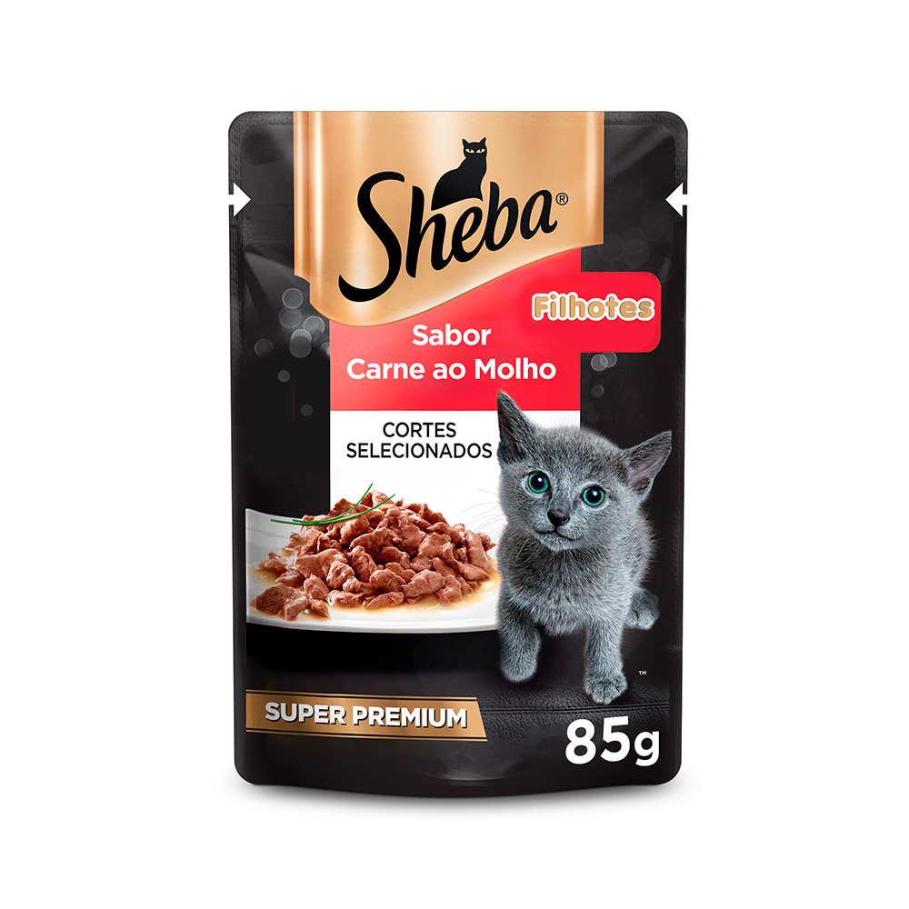 Ração Úmida Sheba Sachê Gatos Filhotes Carne ao Molho 85g