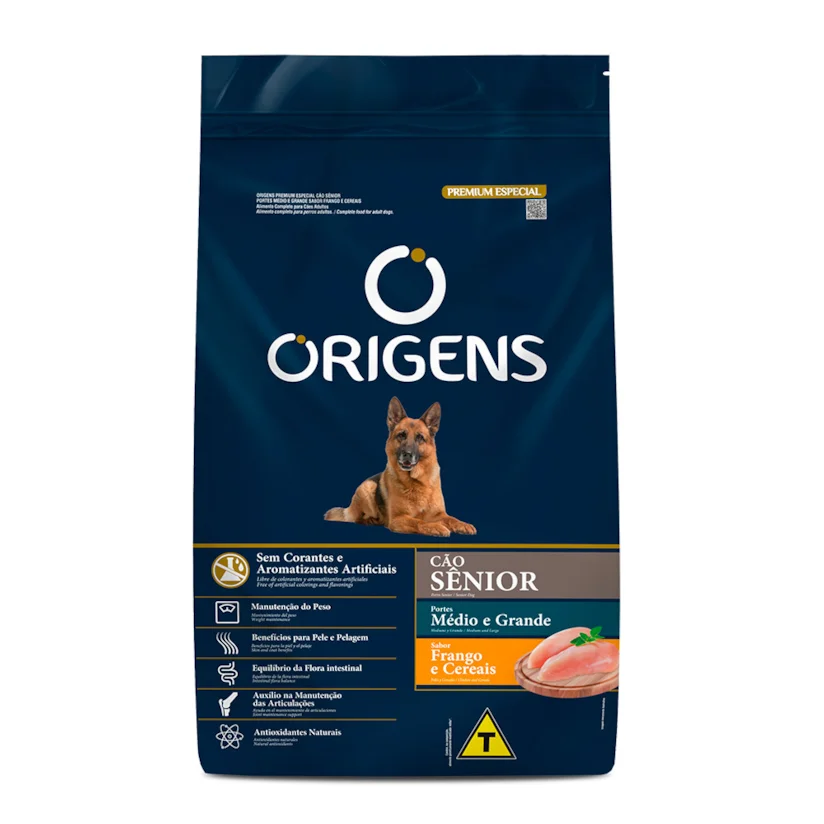 Ração Origens Cães Sênior Racas Media e Grande 15kg