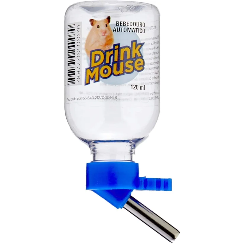 Bebedouro Para Roedores Drink Mouse Bico de Aluminio Azul Tudo Pet 120ml