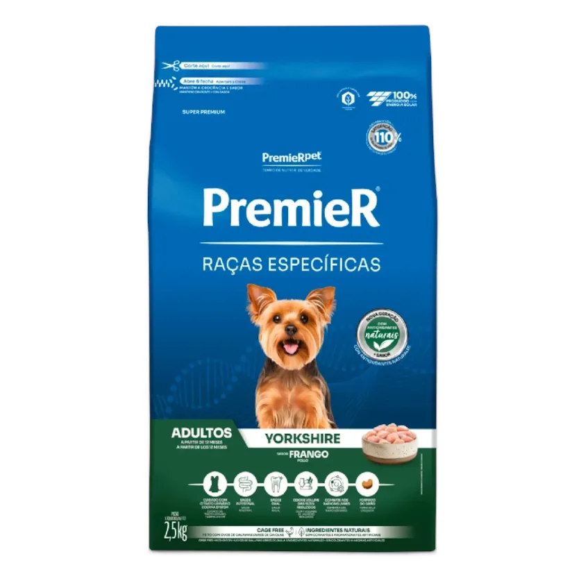 Ração Premier Raças Específicas Yorkshire Cães Adultos Frango 2,5kg