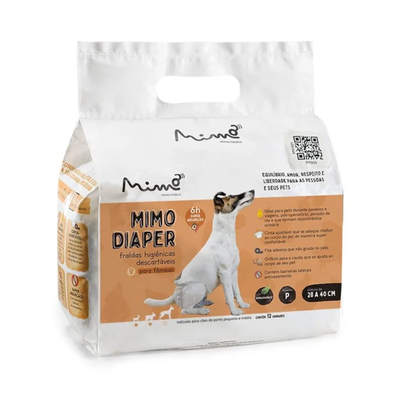 Fralda Mimo Diaper Higiênica Descartável 12 unidades Para Fêmea P