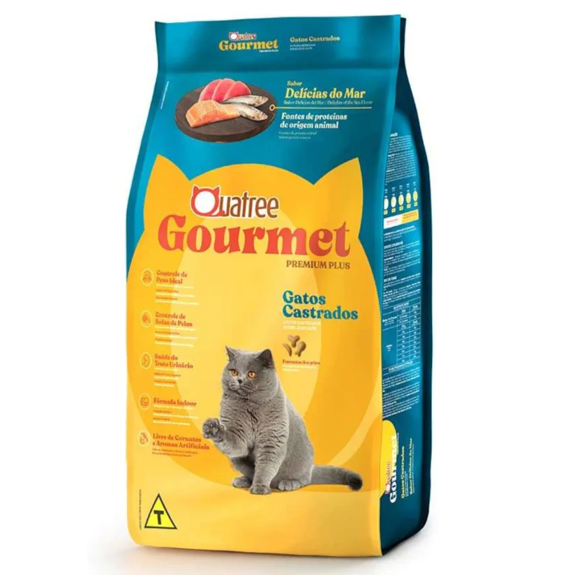 Ração Quatree Gourmet Gatos Castrados Delícias do Mar 20kg