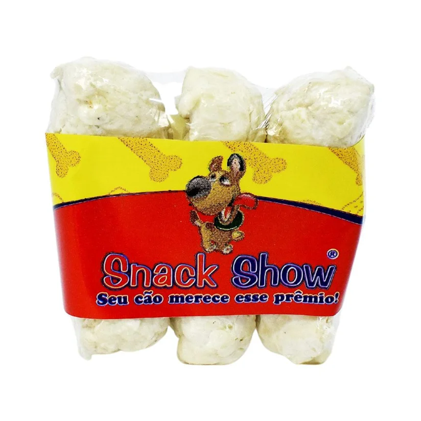 Osso Snack Show Cães Prensado Natural Shrink com 3 Unidades