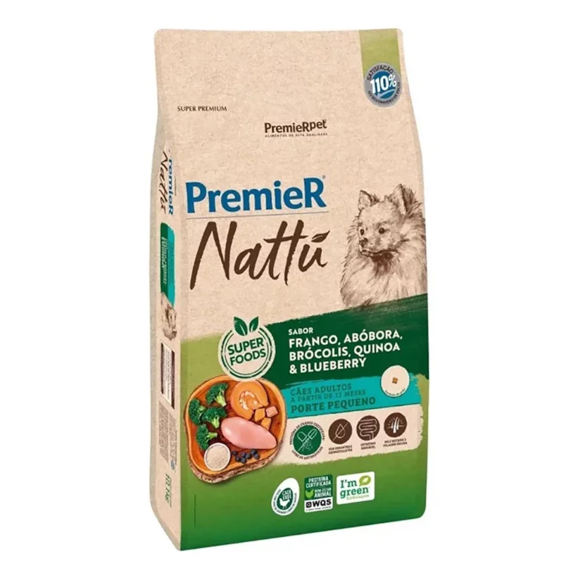 Ração Premier Nattu Cães Adultos Pequeno Porte Frango e Abóbora 2,5kg