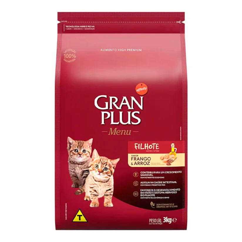 Ração Gran Plus Gatos Filhotes Frango e Arroz 3kg