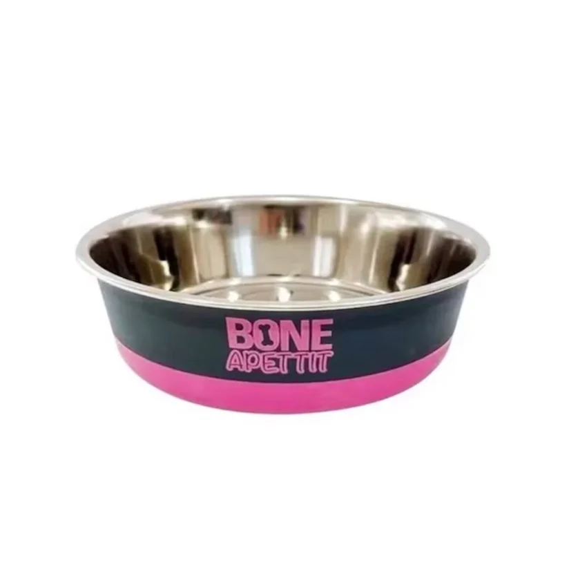 Comedouro Cães The Pets Inox Bone Apettit Rosa 1350ml