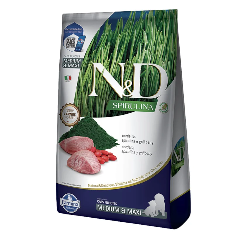 Ração ND Spirulina Para Cães Puppy Medium e Maxi Cordeiro 10,1kg