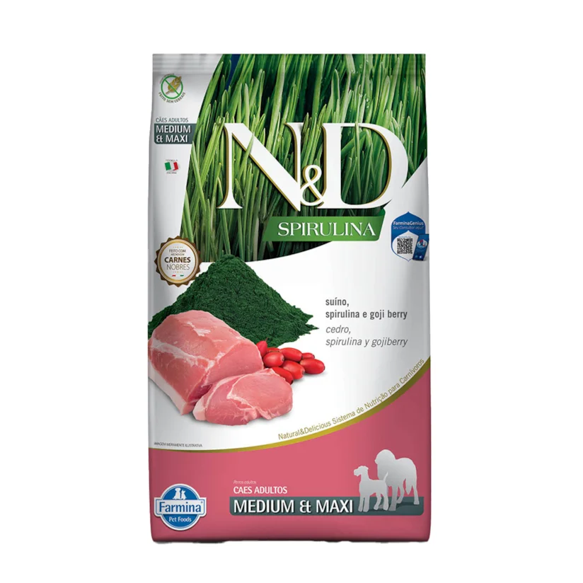 Ração ND Spirulina Para Cães Adultos Medium e Maxi Suino 10,1kg