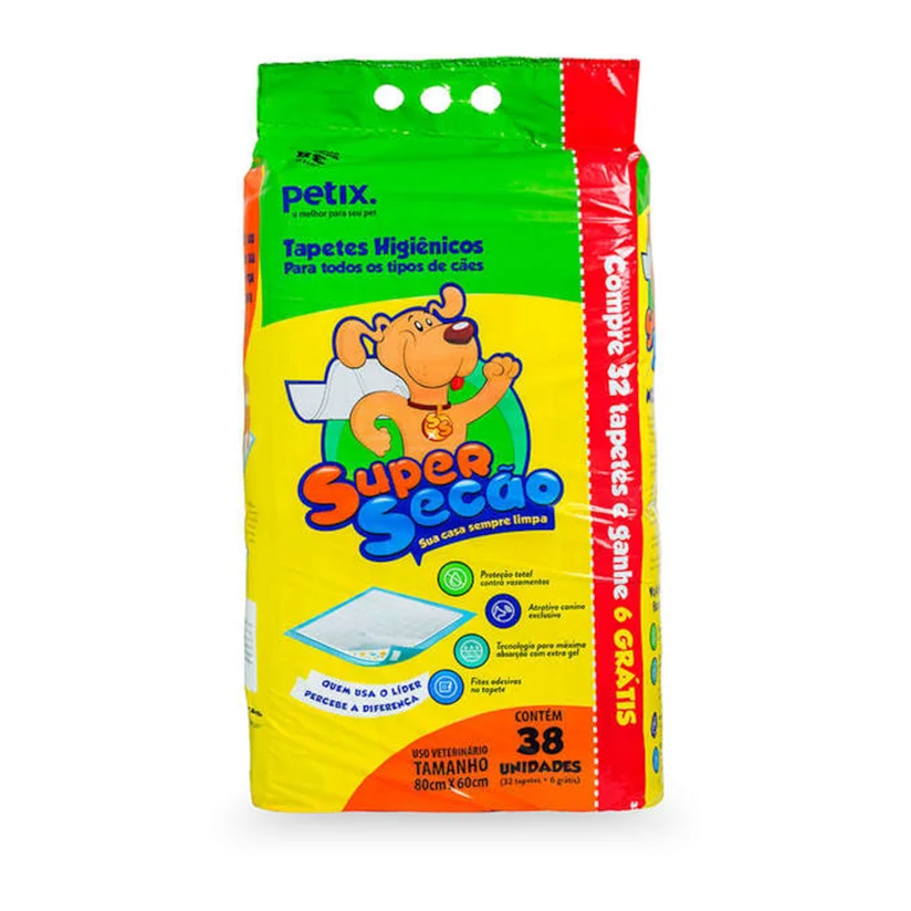 Tapete Higiênico Petix Cães Super Secão 38 Unidades