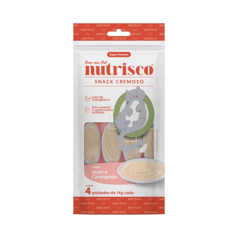 Petisco Para Gatos Snack Cremoso Nutrisco Atum E Caranguejo 56Gr