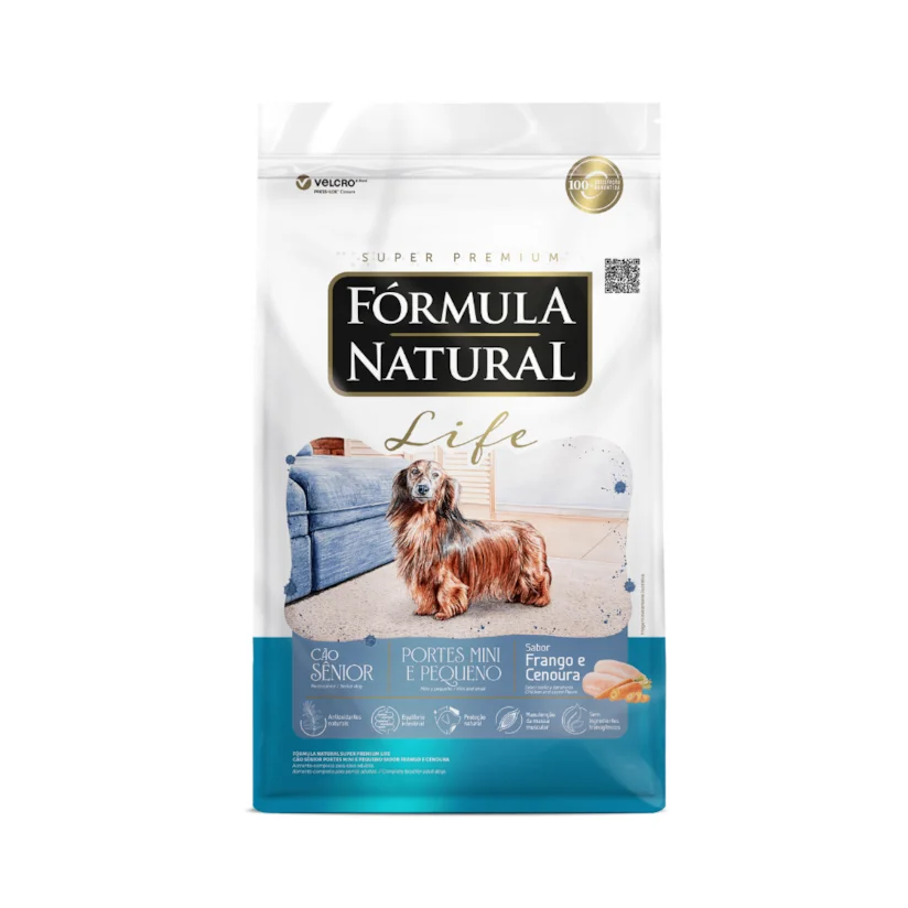 Ração Fórmula Natural Life Cães Sênior Raças Mini e Pequenas Sabor Frango e Cenoura 10,1kg