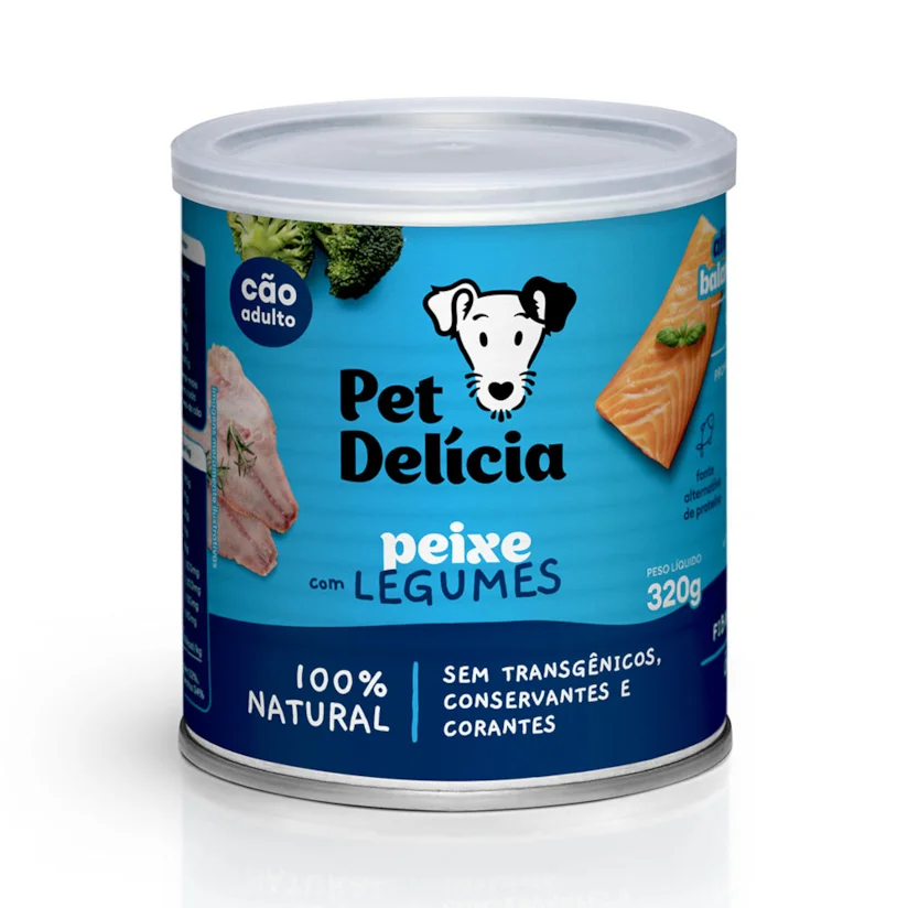 Ração Úmida Natural Pet Delícia Cães Adultos Peixe Com Legumes 320g