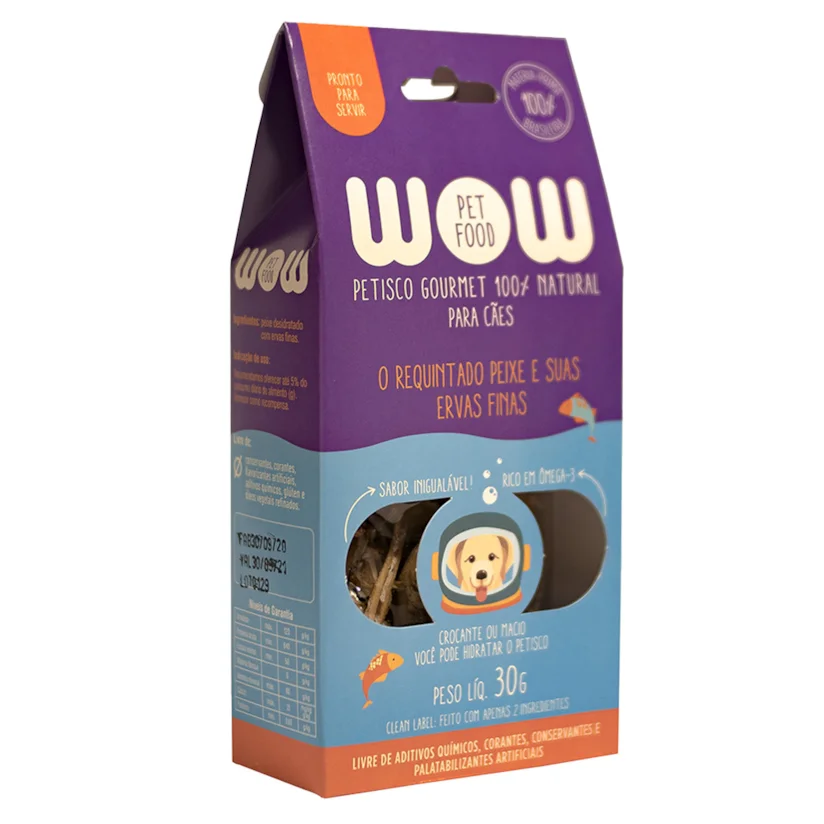 Petisco Para Cães Wow Gourmet Natural Peixe e Ervas Finas 30g