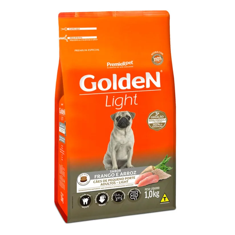 Ração Premier Golden Fórmula Mini Bits Light Cães Adultos Frango e Arroz 1kg