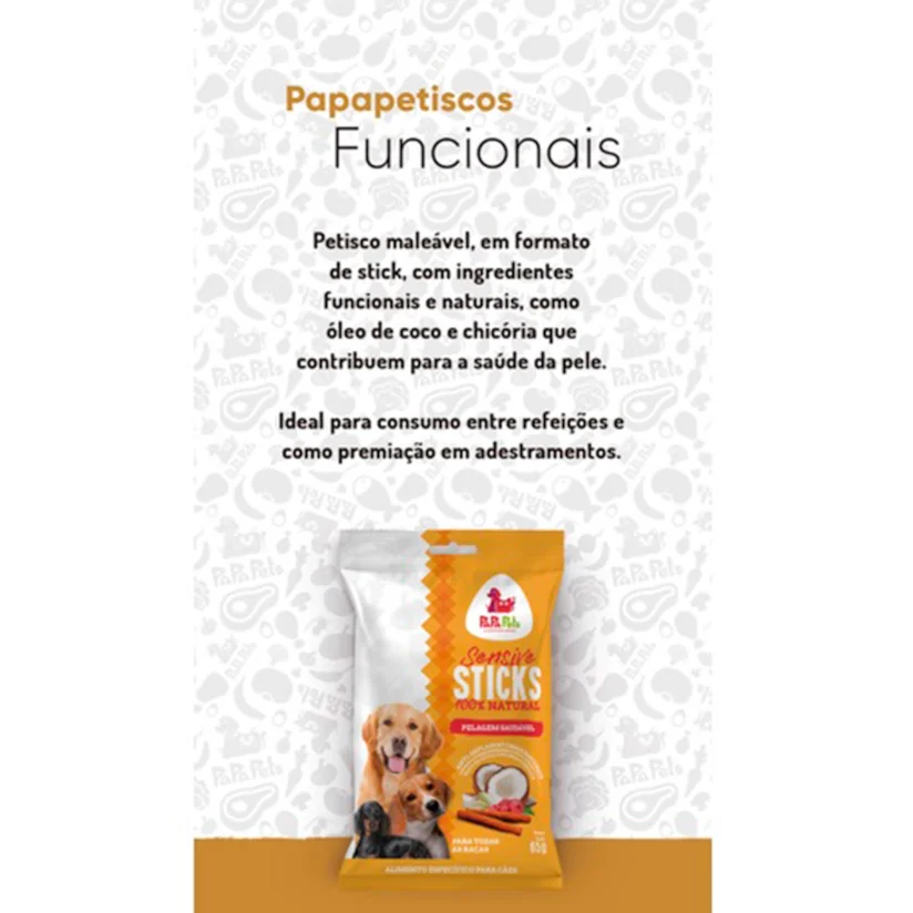 Sticks Natural Papasticks Para Cães Sensive 65g