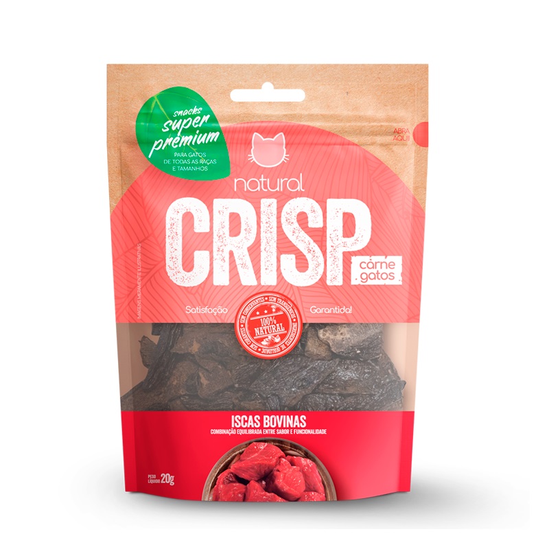 Petisco Natural Crisp Gato Iscas Bovinas 20g