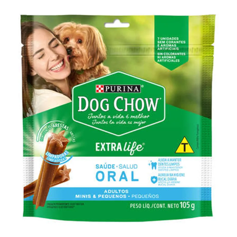 Petisco Nestle Purina Dog Chow Extra Life Saúde Oral Raças Pequenas 105g
