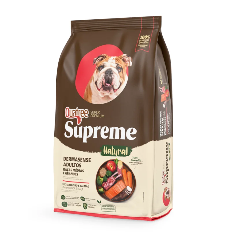Ração Quatree Dermasense Supreme Cães Adulto Raças Médias e Grandes 15Kg