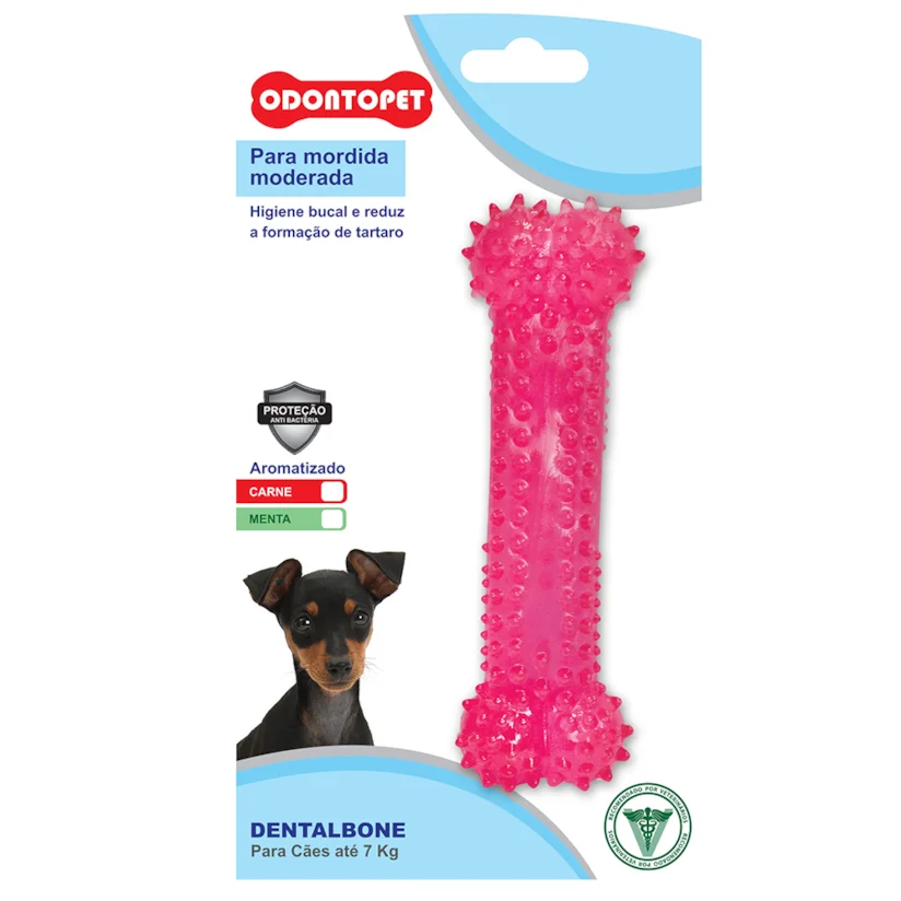 Brinquedo Mordedor Dentalbone Cães Até 7kg Rosa Odontopet