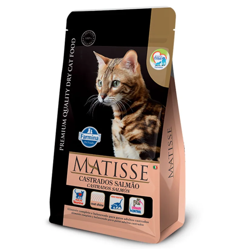 Ração Farmina Matisse Gatos Adultos Castrados Salmão 800g
