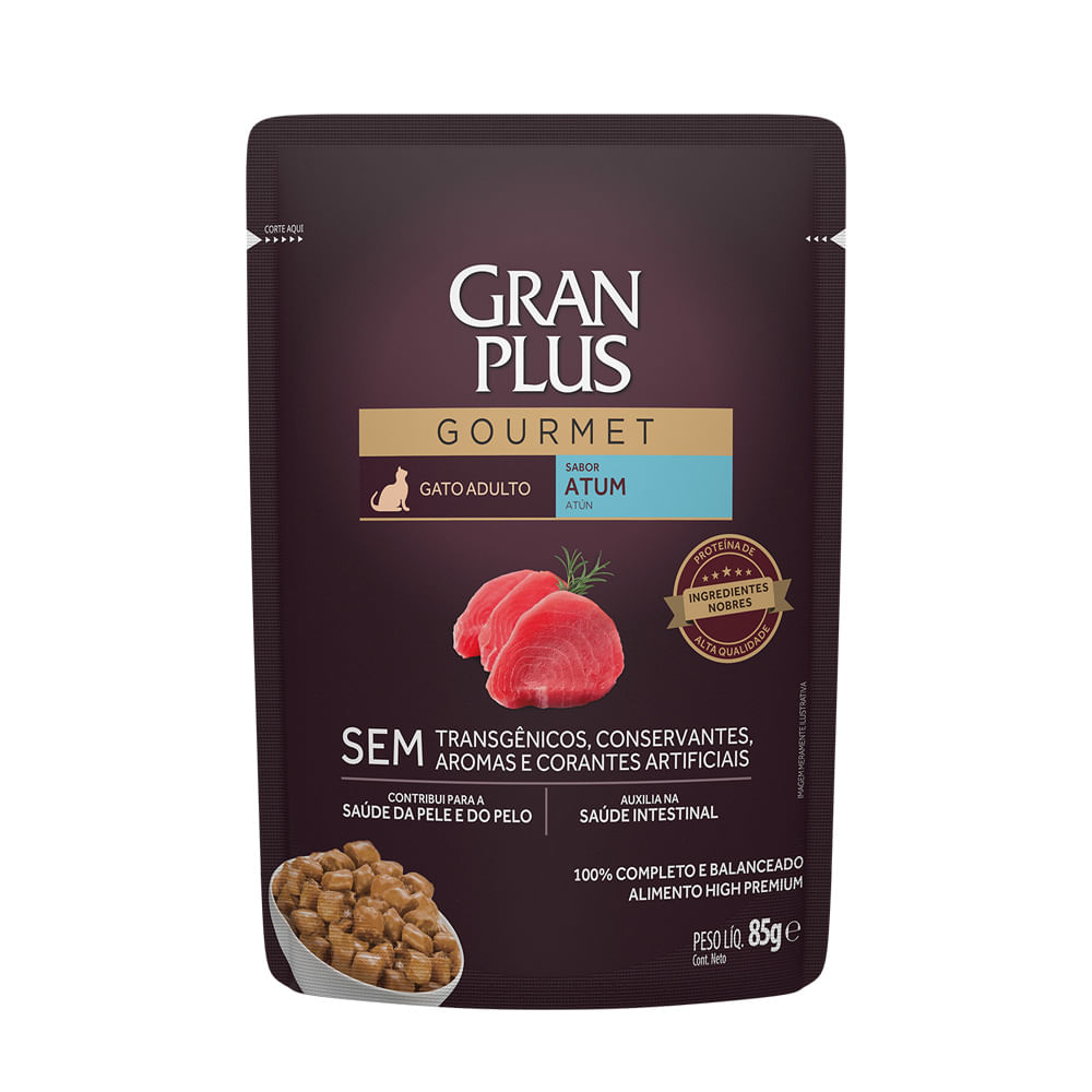 Ração Úmida GranPlus Gourmet Gatos Adultos Atum